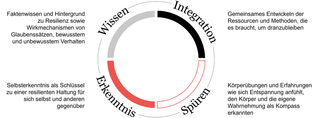 Schwerpunkte 5P Resilienz-Workshop: Wissen, Integration, Erkenntnis, Spüren